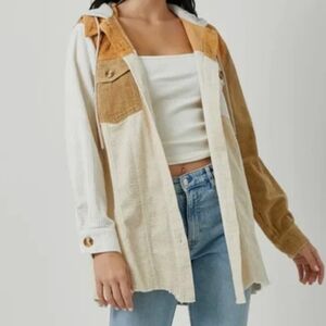 Color Block Button Down Shacket